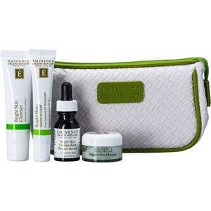 NWT Éminence Bright Skin Starter Set Cosmetic Pouch - Green & White